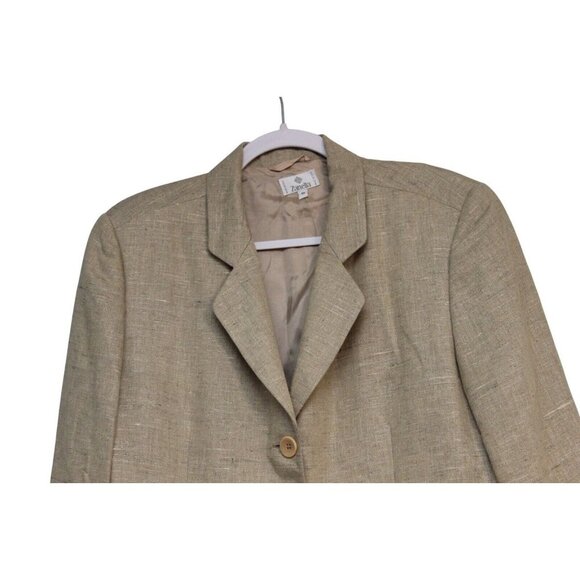 Zanella Blazer Size 12 Beige Linen Silk Wool Minimalist Career Business Italian - Picture 2 of 10